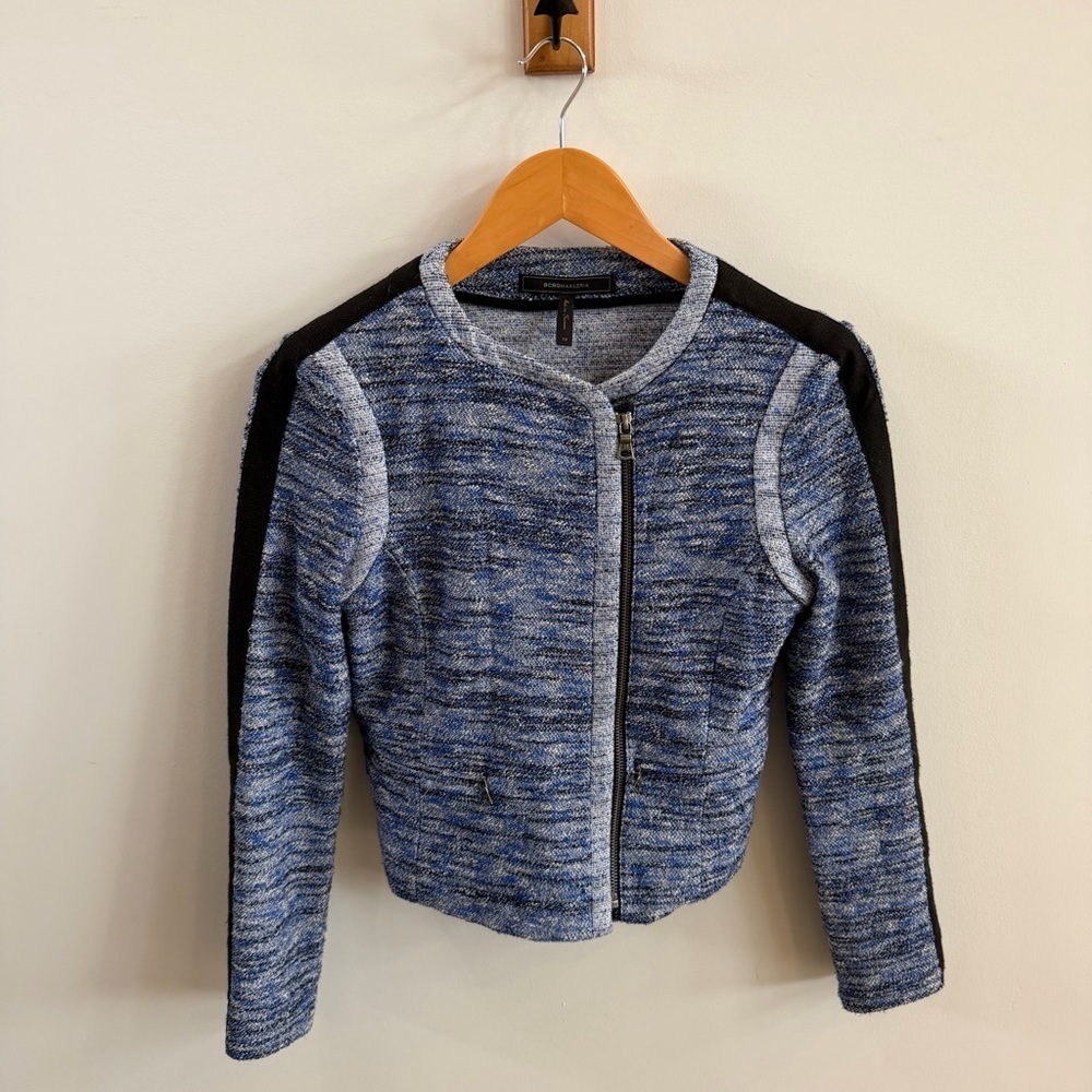 BCBGMaxAzria Blue and Black Textured Blazer